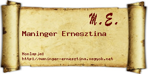 Maninger Ernesztina névjegykártya